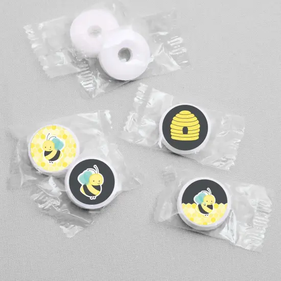 Big Dot of Happiness Honey Bee - Baby Shower or Birthday Party Round Candy Sticker Favors - Labels Fits Chocolate Candy (1 sheet of 108) {4}