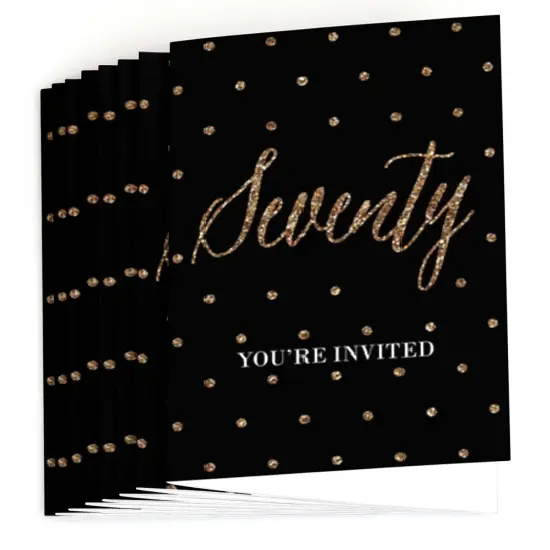 Big Dot of Happiness Chic 70th Birthday - Black and Gold - Fill In Birthday Party Invitations (8 count) {3}