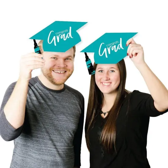 Big Dot of Happiness Teal Graduation Hat Decorations - DIY Large Party Essentials - 20 Count {4}