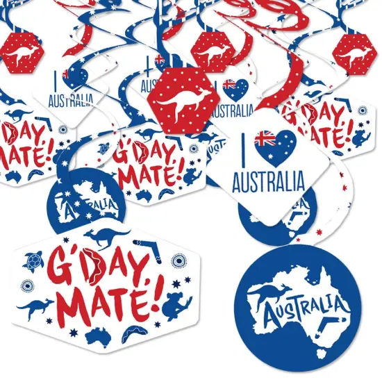 Big Dot of Happiness Australia Day - G'Day Mate Aussie Party Hanging Decor - Party Decoration Swirls - Set of 40 {1}