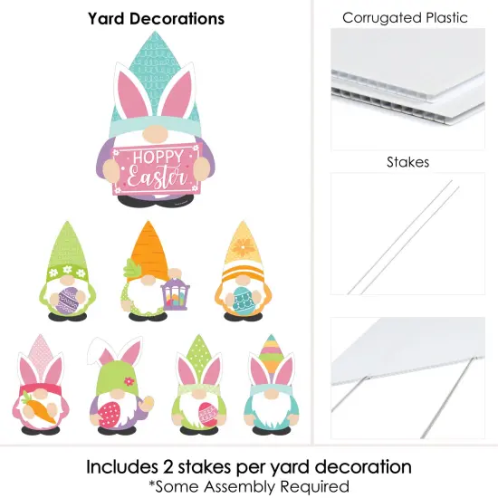 Big Dot of Happiness Easter Gnomes - Yard Sign and Outdoor Lawn Decorations - Spring Bunny Party Yard Signs - Set of 8 {6}
