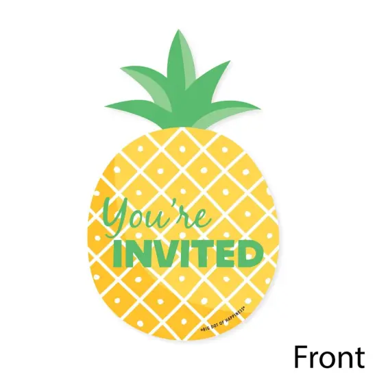 Big Dot of Happiness Tropical Pineapple - Shaped Fill-in Invitations - Summer Party Invitation Cards with Envelopes - Set of 12 {4}