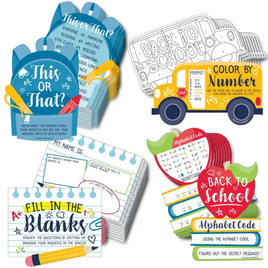 Big Dot of Happiness Back to School - 4 First Day of School Classroom Games - 10 Cards Each - Gamerific Bundle {1}