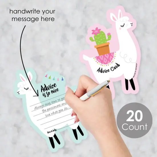 Big Dot of Happiness Whole Llama Fun - Wish Card Fiesta Baby, Bridal Shower or Bachelorette Party Activities - Shaped Advice Cards Game - Set of 20 {3}