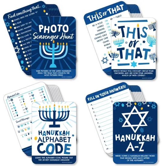 Big Dot of Happiness Hanukkah Menorah - 4 Chanukah Holiday Party Games - 10 Cards Each - Gamerific Bundle {1}