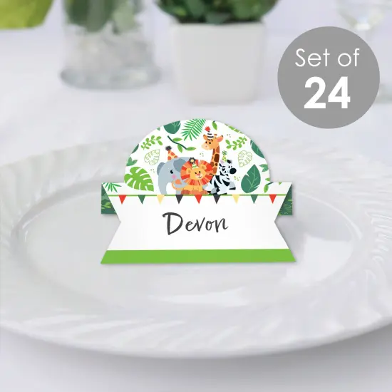 Big Dot of Happiness Jungle Party Animals - Safari Zoo Animal Birthday Party or Baby Shower Tent Buffet Card - Table Setting Name Place Cards - 24 Ct {3}