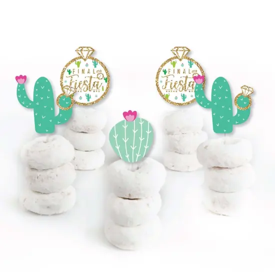 Big Dot of Happiness Final Fiesta - Dessert Cupcake Toppers - Last Fiesta Bachelorette Party Clear Treat Picks - Set of 24 {3}