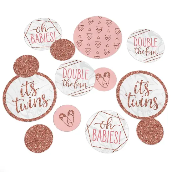 Big Dot of Happiness It's Twin Girls - Pink and Rose Gold Twins Baby Shower Giant Circle Confetti - Party Decorations - Large Confetti 27 Count {1}