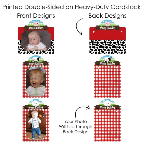 Big Dot of Happiness Farm Animals - Barnyard Birthday Party Picture Centerpiece Sticks - Photo Table Toppers - 15 Pieces {7}