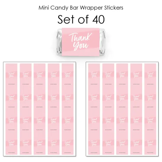 Big Dot of Happiness Pink Elegantly Simple - Mini Candy Bar Wrapper Stickers Party Small Favors 40 Ct {4}