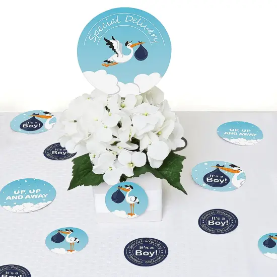 Big Dot of Happiness Boy Special Delivery - Blue It's A Boy Stork Baby Shower Giant Circle Confetti - Party Decorations - Large Confetti 27 Count {7}