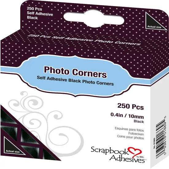 Scrapbook Adhesives Photo Corners Self-Adhesive .375" 250/Pk-Black {1}