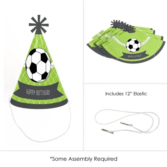 Big Dot of Happiness Goaaal - Soccer - Cone Happy Birthday Party Hats for Kids and Adults - Set of 8 (Standard Size) {6}