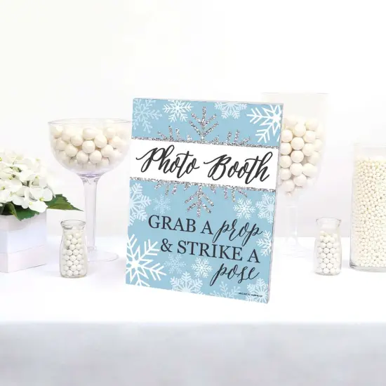 Big Dot of Happiness Winter Wonderland Photo Booth Sign - Winter Party Decor - Printed on Sturdy Plastic - 10.5 x 13.75" Sign with Stand - 1 Piece {4}