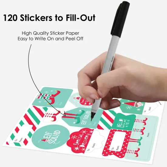 Big Dot of Happiness Elf Squad - Assorted Kids Elf Christmas and Birthday Party Gift Tag Labels - To and From Stickers - 12 Sheets - 120 Stickers {4}