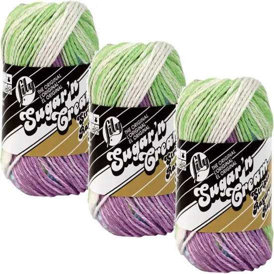 (Pack of 3) Lily Sugar'n Cream Yarn - Stripes-Violet {1}