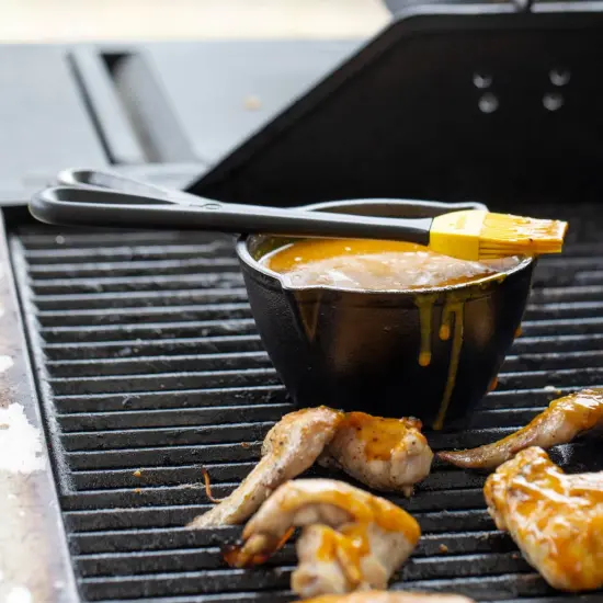 Lodge LMPB21 Cast Iron Melting Pot and Basting Mixing Silicone Brush Set {5}