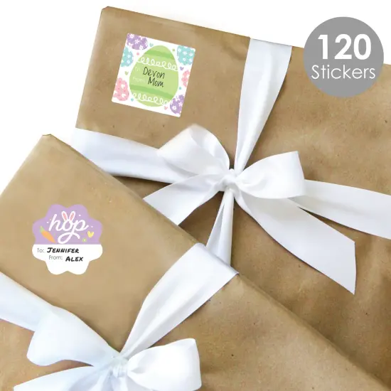 Big Dot of Happiness Spring Easter Bunny - Assorted Happy Easter Party Gift Tag Labels - To and From Stickers - 12 Sheets - 120 Stickers {3}