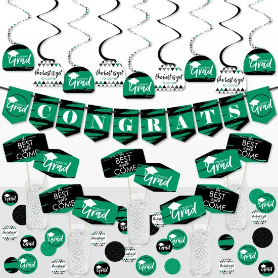 Big Dot of Happiness Green Grad - Best is Yet to Come - Green Graduation Party Supplies Decoration Kit - Decor Galore Party Pack - 51 Pieces {1}