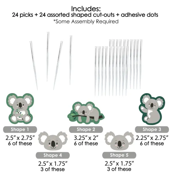 Big Dot of Happiness Koala Cutie - Dessert Cupcake Toppers - Bear Birthday Party and Baby Shower Clear Treat Picks - Set of 24 {7}