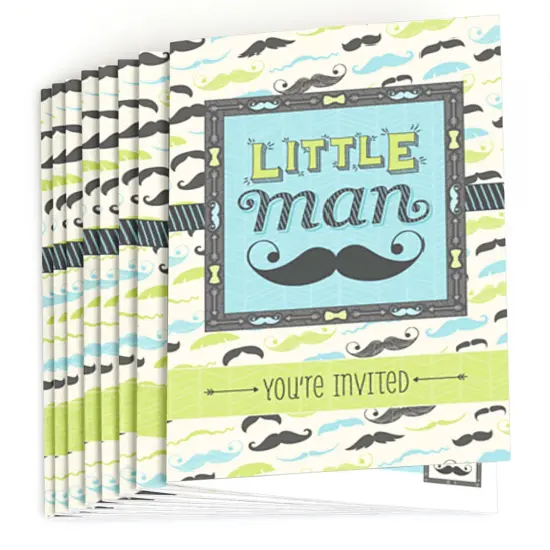 Big Dot of Happiness Dashing Little Man Mustache - Fill-In Baby Shower or Birthday Party Invitations (8 count) {3}