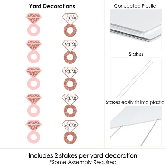 Big Dot of Happiness Bride Squad - Ring Lawn Decorations - Outdoor Rose Gold Bridal Shower or Bachelorette Party Yard Decorations - 10 Piece {7}