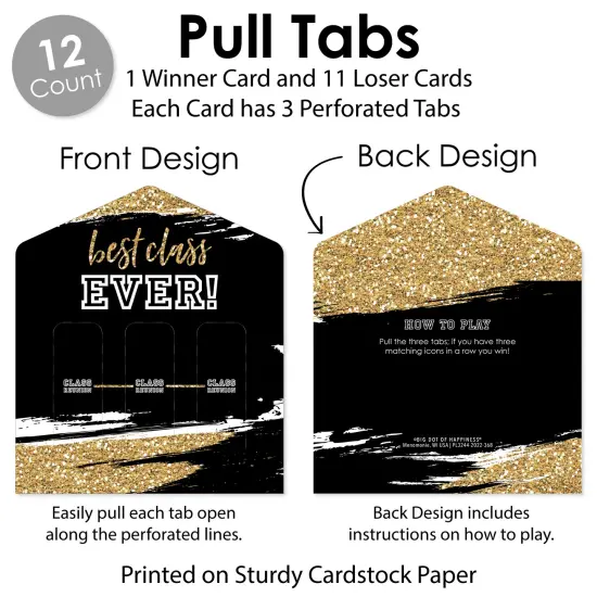 Big Dot of Happiness Reunited - School Class Reunion Party Game Pickle Cards - Pull Tabs 3-in-a-Row - Set of 12 {6}