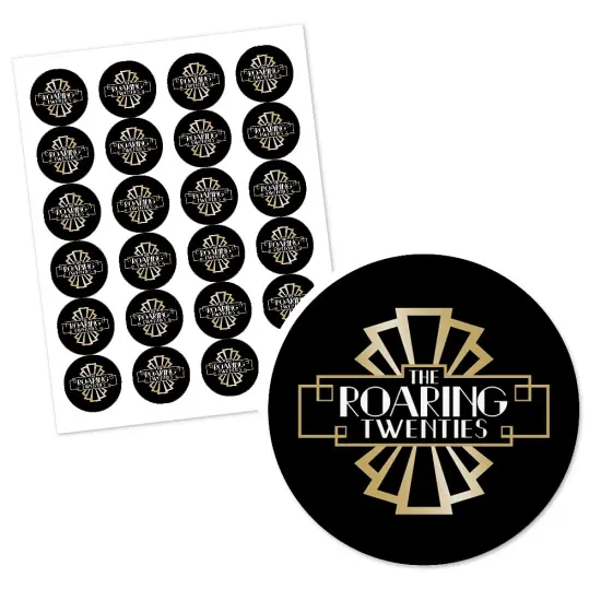 Big Dot of Happiness Roaring 20's - 1920s Art Deco Jazz Party Circle Sticker Labels - 24 Count {3}