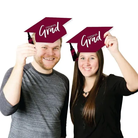 Big Dot of Happiness Maroon Graduation Hat Decorations - DIY Large Party Essentials - 20 Count {4}