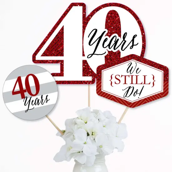 Big Dot of Happiness We Still Do - 40th Wedding Anniversary - Anniversary Party Centerpiece Sticks - Table Toppers - Set of 15 {3}