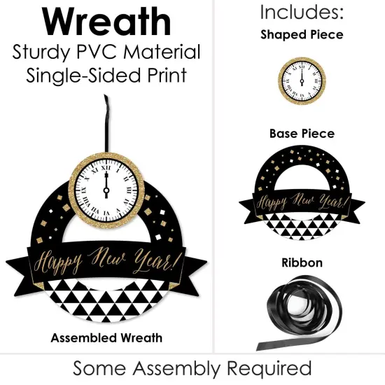 Big Dot of Happiness New Year's Eve - Gold - Outdoor New Years Eve Party Decor - Front Door Wreath {4}