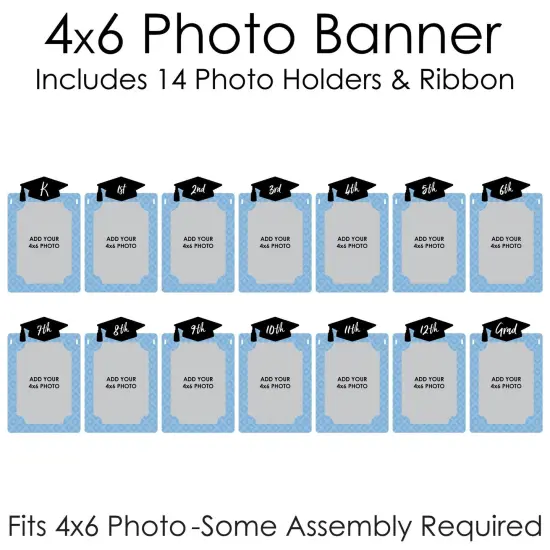 Big Dot of Happiness Light Blue Grad - Best is Yet to Come - DIY Light Blue Graduation Party Decor - K-12 School Picture Display - Photo Banner {6}