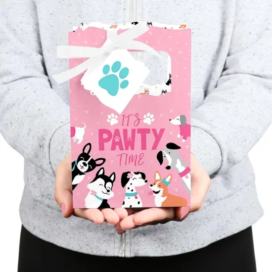 Big Dot of Happiness Pawty Like a Puppy Girl - Pink Dog Baby Shower or Birthday Party Favor Boxes - Set of 12 {6}