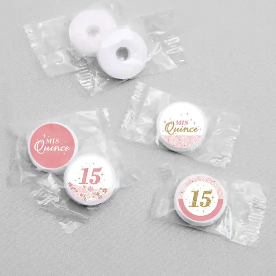 Big Dot of Happiness Mis Quince Anos - Quinceanera Sweet 15 Birthday Party Round Candy Sticker Favors - Labels Fits Chocolate Candy (1 sheet of 108) {4}