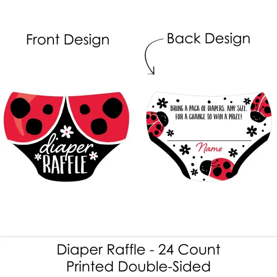 Big Dot of Happiness Happy Little Ladybug - Diaper Shaped Raffle Ticket Inserts - Baby Shower Activities - Diaper Raffle Game - Set of 24 {3}