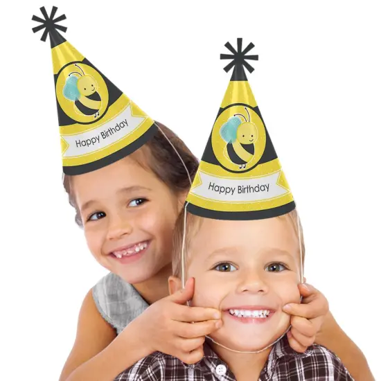 Big Dot of Happiness Honey Bee - Cone Happy Birthday Party Hats for Kids and Adults - Set of 8 (Standard Size) {3}