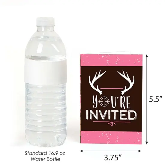 Big Dot of Happiness Pink Gone Hunting - Fill In Deer Hunting Girl Camo Baby Shower or Birthday Party Invitations (8 count) {4}