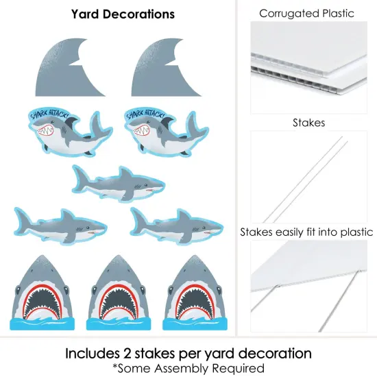 Big Dot of Happiness Shark Zone - Shark and Fin Lawn Decor - Outdoor Jawsome Party or Birthday Party Yard Decorations - 10 Piece {7}