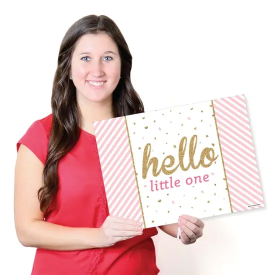 Big Dot of Happiness Hello Little One - Pink and Gold - Party Table Decorations - Girl Baby Shower Placemats - Set of 16 {7}