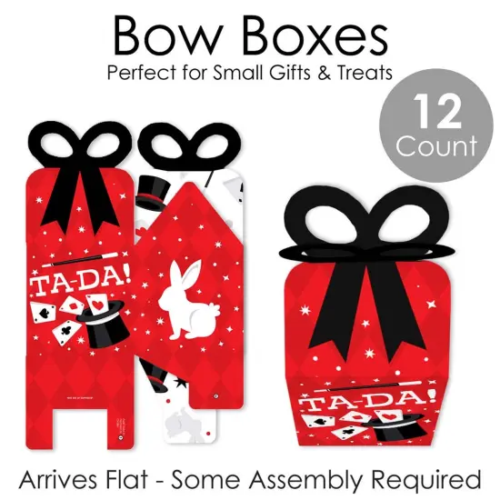 Big Dot of Happiness Ta-Da, Magic Show - Square Favor Gift Boxes - Magical Birthday Party Bow Boxes - Set of 12 {7}