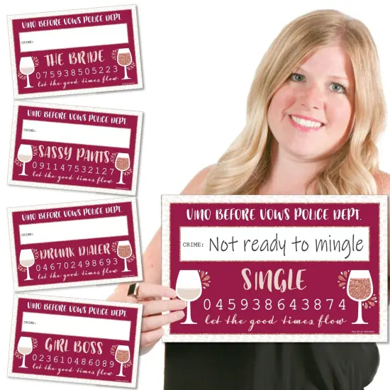 Big Dot of Happiness Vino Before Vows - Winery Bridal Shower or Bachelorette Party Mug Shots - Photo Booth Props Kit - 20 Count {1}