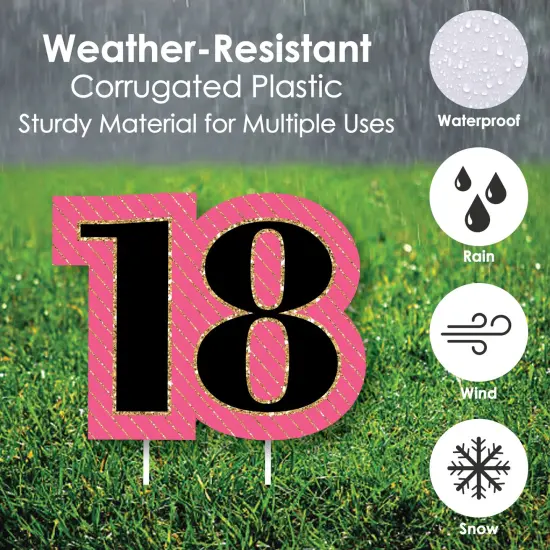 Big Dot of Happiness Chic 18th Birthday - Pink, Black and Gold Lawn Decorations - Outdoor Birthday Party Yard Decorations - 10 Piece {6}