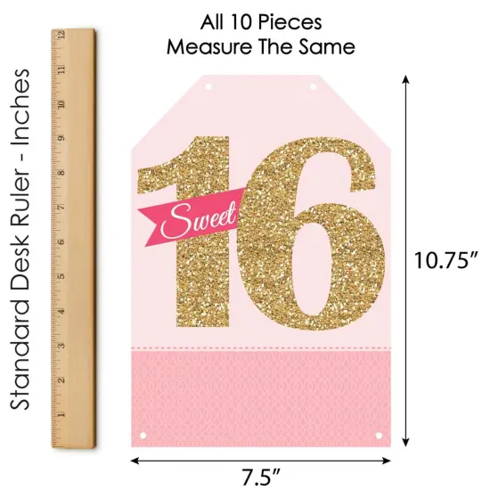 Big Dot of Happiness Sweet 16 - Hanging Vertical Paper Door Banners - 16th Birthday Party Wall Decoration Kit - Indoor Door Decor {7}