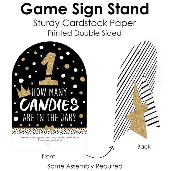 Big Dot of Happiness 1st Birthday Little Mr. Onederful - How Many Candies Boy First Birthday Party Game - 1 Stand and 40 Cards - Candy Guessing Game {6}