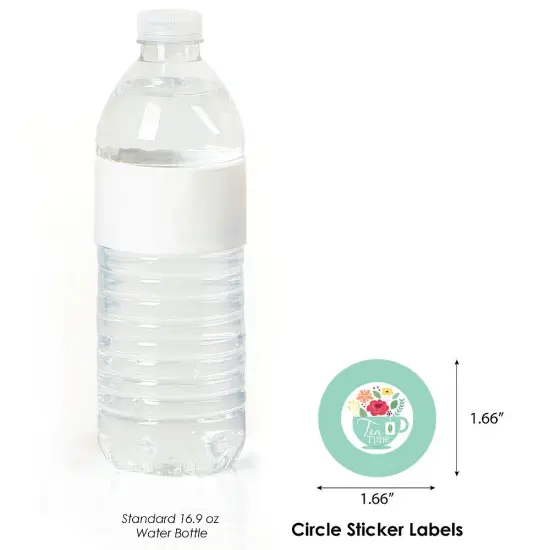 Big Dot of Happiness Floral Let's Par-Tea - Garden Tea Party Circle Sticker Labels - 24 Count {4}