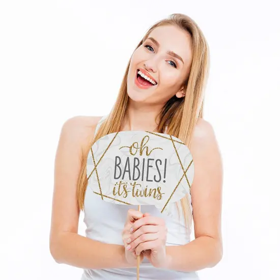 Big Dot of Happiness It's Twins - Gold Twins Baby Shower Photo Booth Props Kit - 20 Count {4}