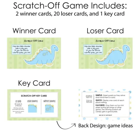 Big Dot of Happiness Baby Boy Dinosaur - Baby Shower or Birthday Party Game Scratch Off Cards - 22 Count {6}