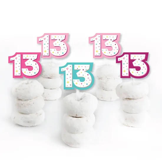 Big Dot of Happiness Girl 13th Birthday - Dessert Cupcake Toppers - Official Teenager Birthday Party Clear Treat Picks - Set of 24 {3}