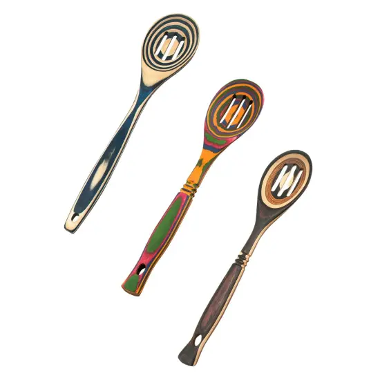 Pakkawood Wooden Cooking Spoon, Colorful and Durable 12 Inch Slotted Spoon, Stain Odor and Heat Resistant {2}