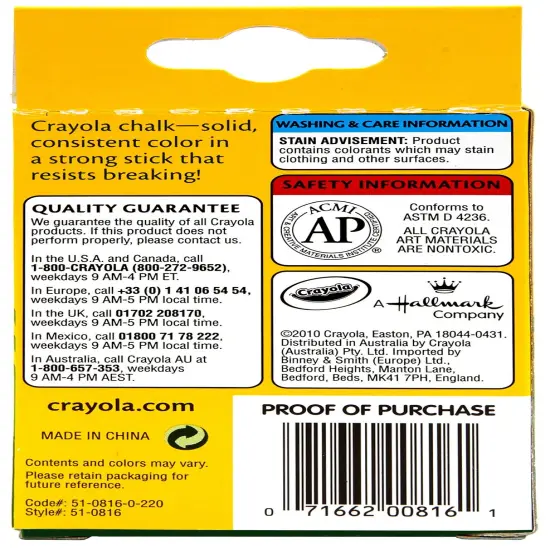 Crayola Chalk-Assorted Colors 12/Pkg {3}